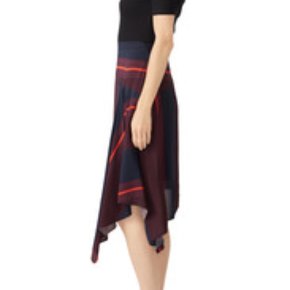 NWT Joie Moni Striped Asymmetric Midi Skirt Sz 00 - Picture 7 of 8